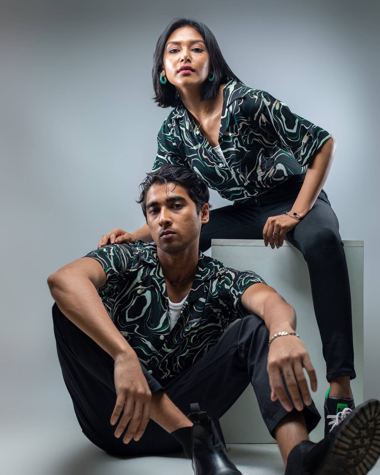 Marble Print Cuban Shirt By Gorur Ghash